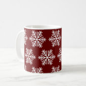 Rode Witte Sneeuwvlok Kerstpatroon Koffie Mok (Voorkant links)