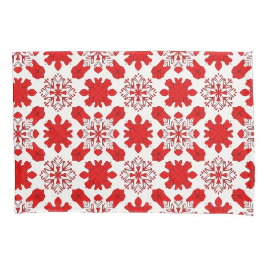 Rode Witte Sneeuwvlok Kerstsfeer Slaapkamer Decora Kussensloop (Voorkant)