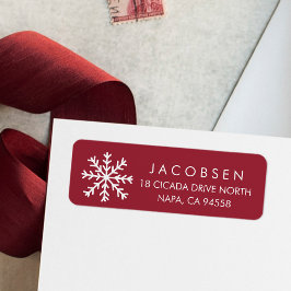 Rode & witte sneeuwvlok vakantie etiket