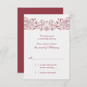 Rode Witte Sneeuwvlok Winter Huwelijk Antwoordkaar Kaart (Voorkant / Achterkant)