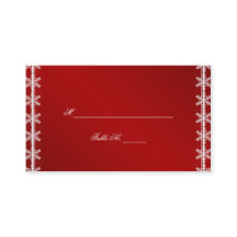 Rode Witte Sneeuwvlok Winter Wedding Place Cards