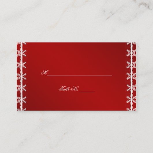 Rode Witte Sneeuwvlok Winter Wedding Place Cards Plaatskaartje (Voorkant)