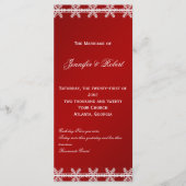 Rode Witte Sneeuwvlok Winter Wedding Programma Programmakaart (Voorkant)