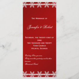 Rode Witte Sneeuwvlok Winter Wedding Programma Programmakaart