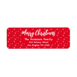 Rode Witte Sneeuwvlokken Eenvoudige Moderne Vrolij Etiket