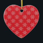 Rode witte sneeuwvlokken keramisch ornament<br><div class="desc">Sneeuwvlokken rood en wit Kerstmis</div>