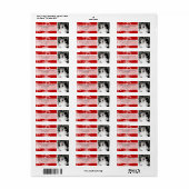 Rode Witte Sneeuwvlokken Kerstbruiloft Foto Etiket (Full Sheet)