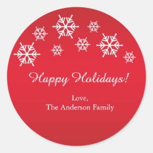 Rode & Witte Sneeuwvlokken Kerstvakantie Stickers