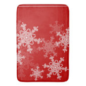 Rode Witte Sneeuwvlokken Minimalistische Kerst Badmat (Voorkant Verticaal)