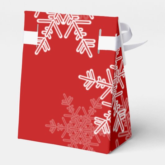 Rode Witte Sneeuwvlokken Minimalistische Kerst Bedankdoosjes (Achterkant)