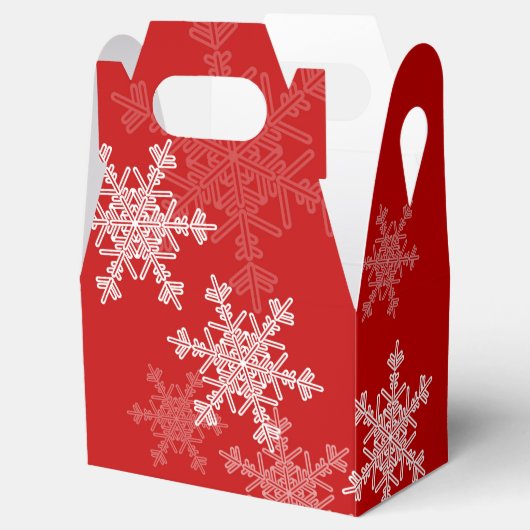 Rode Witte Sneeuwvlokken Minimalistische Kerst Bedankdoosjes (Geopend)