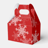 Rode Witte Sneeuwvlokken Minimalistische Kerst Bedankdoosjes (Voorkant Zijde)