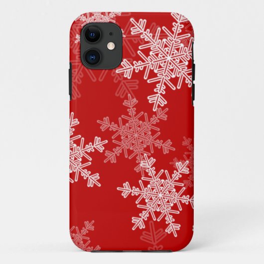 Rode Witte Sneeuwvlokken Minimalistische Kerst Case-Mate iPhone Case (Achterkant)