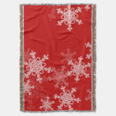 Rode Witte Sneeuwvlokken Minimalistische Kerst Deken (Voorkant Verticaal)