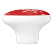 Rode Witte Sneeuwvlokken Minimalistische Kerst Keramische Knop (Zijkant)