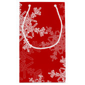 Rode Witte Sneeuwvlokken Minimalistische Kerst Klein Cadeauzakje (Achterkant)