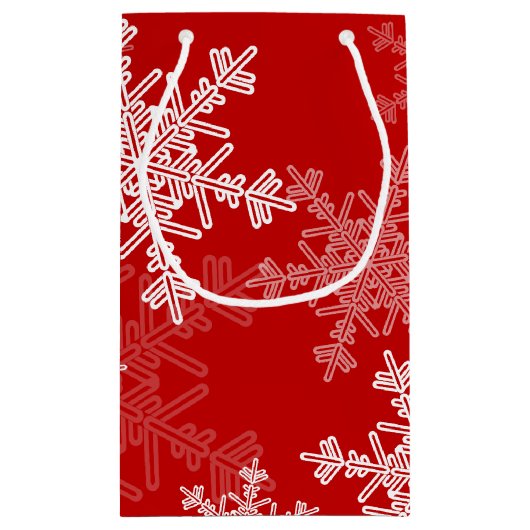 Rode Witte Sneeuwvlokken Minimalistische Kerst Klein Cadeauzakje (Achterkant)