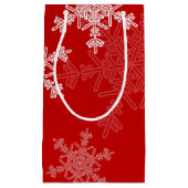 Rode Witte Sneeuwvlokken Minimalistische Kerst Klein Cadeauzakje (Voorkant)