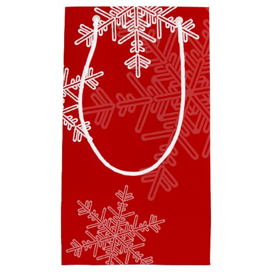 Rode Witte Sneeuwvlokken Minimalistische Kerst Klein Cadeauzakje (Voorkant)