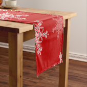 Rode Witte Sneeuwvlokken Minimalistische Kerst Korte Tafelloper (Voorbeeld)