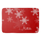 Rode Witte Sneeuwvlokken Minimalistische Kerst Naa Badmat (Voorkant)