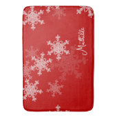 Rode Witte Sneeuwvlokken Minimalistische Kerst Naa Badmat (Voorkant Verticaal)