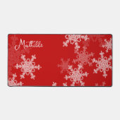 Rode Witte Sneeuwvlokken Minimalistische Kerst Naa Bureaumat (Voorkant)
