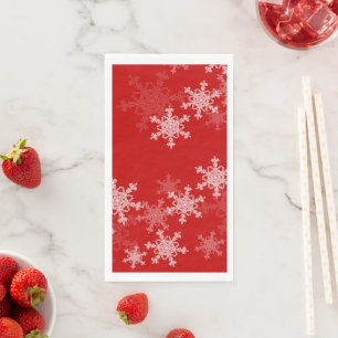 Rode Witte Sneeuwvlokken Minimalistische Kerst Servet