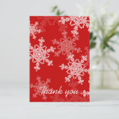 Rode Witte Sneeuwvlokken Minimalistische Kerstbrui Bedankkaart (Staand voorkant)