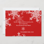 Rode Witte Sneeuwvlokken Minimalistische Kerstfoto Feestdagenkaart (Achterkant)