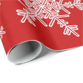 Rode Witte Sneeuwvlokken Minimalistische Kerstmis Cadeaupapier (Rol Hoek)