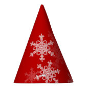 Rode Witte Sneeuwvlokken Minimalistische Kerstmis Feesthoedjes (Rechts)