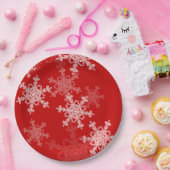 Rode Witte Sneeuwvlokken Minimalistische Kerstmis Papieren Bordje (Feest)