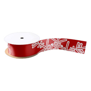 Rode Witte Sneeuwvlokken Minimalistische Kerstmis Satijnen Lint