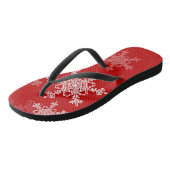 Rode Witte Sneeuwvlokken Minimalistische Kerstmis Teenslippers (Schuin)