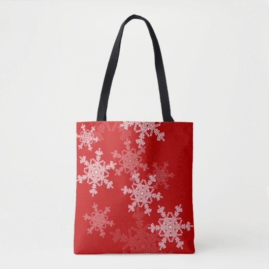 Rode Witte Sneeuwvlokken Minimalistische Kerstmis Tote Bag (Voorkant)