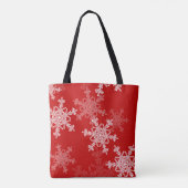 Rode Witte Sneeuwvlokken Minimalistische Kerstmis Tote Bag (Achterkant)