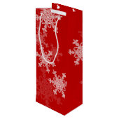 Rode Witte Sneeuwvlokken Minimalistische Kerstmis Wijn Cadeautas (Achterkant Gekanteld)