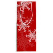 Rode Witte Sneeuwvlokken Minimalistische Kerstmis Wijn Cadeautas (Achterkant)