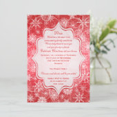 Rode, Witte Sneeuwvlokken Vakantie Uitnodiging (Staand voorkant)