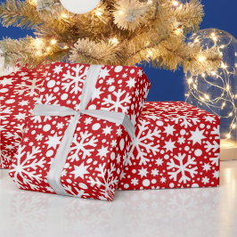 Rode witte sneeuwvlokverpakking cadeaupapier