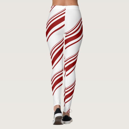 Rode witte snoepriem leggings (Achterkant)