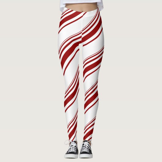 Rode witte snoepriem leggings (Voorkant)