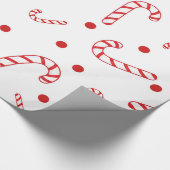 Rode witte snoepstokken Kerstvakantie Polka stippe Cadeaupapier (Hoek)