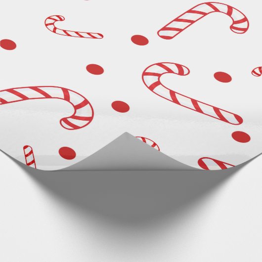 Rode witte snoepstokken Kerstvakantie Polka stippe Cadeaupapier (Hoek)