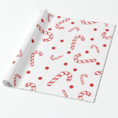 Rode witte snoepstokken Kerstvakantie Polka stippe Cadeaupapier (Uitgerold)