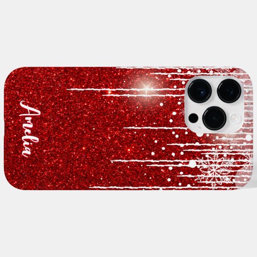 Rode Witte Snowy Druppelende Sneeuwvlok Custom Nam Case-Mate iPhone Case (Achterkant (horizontaal))