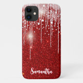 Rode Witte Snowy Druppelende Sneeuwvlok Custom Nam Case-Mate iPhone Case (Achterkant)