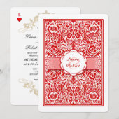Rode & witte spelkaart - Hearts Weddenschap uitnod Kaart (Voorkant / Achterkant)