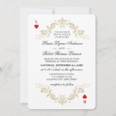 Rode & witte spelkaart - Hearts Weddenschap uitnod Kaart (Achterkant)